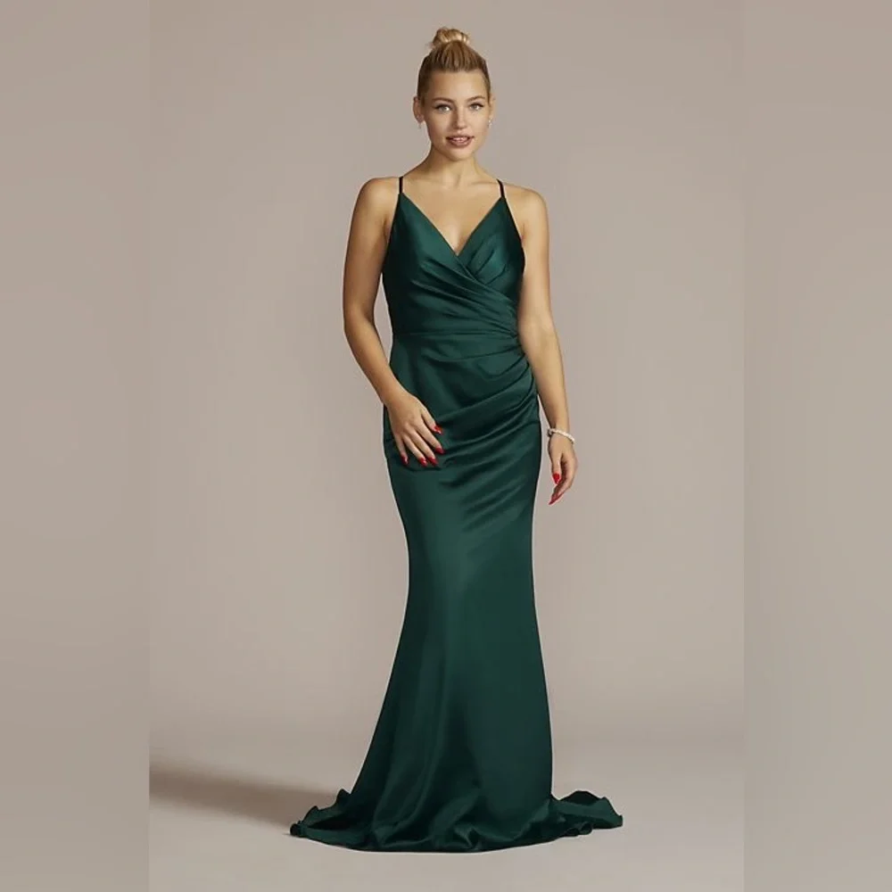💞3 for $50💞Satin Spaghetti Strap Mermaid Bridesmaid dress - Picture 2 of 14